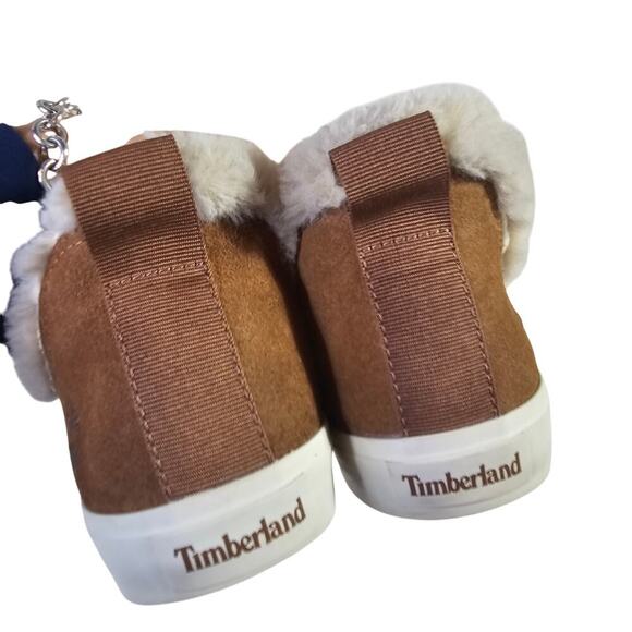 Timberland Sz10 W's Skyla Bay Suede Faux Fur Lined Warm Slipon brown shoes Cabin - Picture 11 of 15